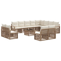 vidaXL Trädgårdsoffset 13 pcs Beige konstrotting