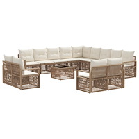 vidaXL Trädgårdsoffset 14 pcs Beige konstrotting