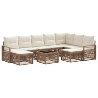 vidaXL Trädgårdsoffset 10 pcs Beige konstrotting