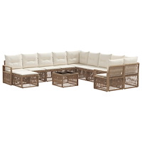 vidaXL Trädgårdsoffset 12 pcs Beige konstrotting