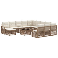 vidaXL Trädgårdsoffset 13 pcs Beige konstrotting