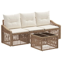 vidaXL Trädgårdsoffset 4 pcs Beige konstrotting