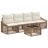 vidaXL Trädgårdsoffset 5 pcs Beige konstrotting