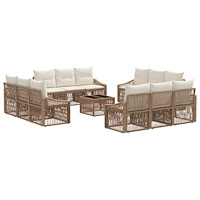 vidaXL Trädgårdsoffset 13 pcs Beige konstrotting