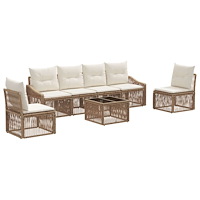 vidaXL Trädgårdsoffset 7 pcs Beige konstrotting
