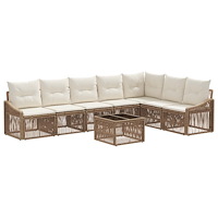 vidaXL Trädgårdsoffset 8 pcs Beige konstrotting
