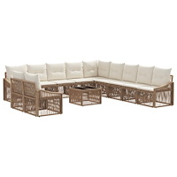 vidaXL Trädgårdsoffset 12 pcs Beige konstrotting