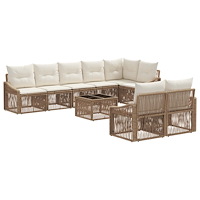 vidaXL Trädgårdsoffset 9 pcs Beige konstrotting