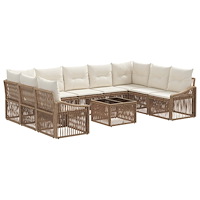vidaXL Trädgårdsoffset 10 pcs Beige konstrotting