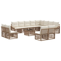 vidaXL Trädgårdsoffset 13 pcs Beige konstrotting