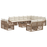 vidaXL Trädgårdsoffset 13 pcs Beige konstrotting