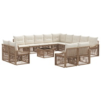vidaXL Trädgårdsoffset 14 pcs Beige konstrotting