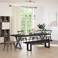vidaXL Matbänk NOAIN 160 x 41 x 45 cm Massivt furu Svart