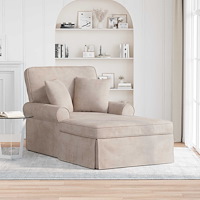 vidaXL Chaise Lounge med Kjol med kudde Beige 157 x 91 x 91 cm ARES