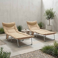 vidaXL Hopfällbar solstol med kudde 2 pcs Beige