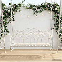 vidaXL Gungbänk Stål 112 x 60 x 126,5 cm Antik vit