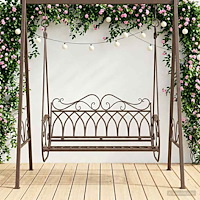 vidaXL Gungbänk Stål 112 x 60 x 126,5 cm Antikbrun