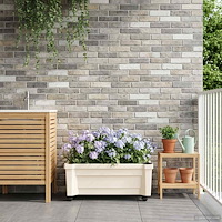 vidaXL Calypso planta med hjul Vit 79 x 35 x 33 cm PP