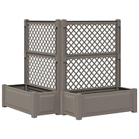 vidaXL Stort planter med spaljé 2 pcs Grå 143 x 143 x 133,5 cm PP