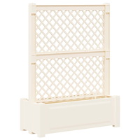 vidaXL Stor blomkruka med spaljé Vit 99,5 x 43 x 133,5 PP