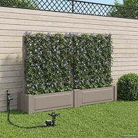 vidaXL Stor blomkruka med spaljé 2 pcs Grå 200 x 43 x 133,5 cm PP