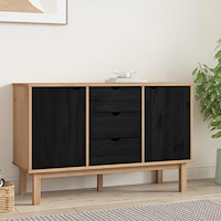 vidaXL Sideboard OTTA Svart 113,5 x 43 x 73 cm Massiv furu