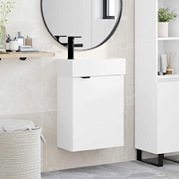 vidaXL Badrumsspegel med kran Vit 45,5 x 22,5 x 84 cm