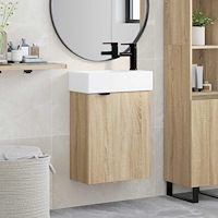 vidaXL Badrumsspegel med kran Sonoma-ek 45,5 x 22,5 x 84 cm