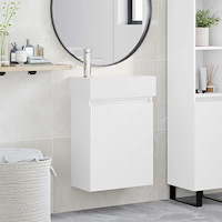 vidaXL Badrumsspegel med kran Vit 45,5 x 22,5 x 84 cm