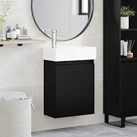 vidaXL Badrumsspegel med kran Svart 45,5 x 22,5 x 84 cm