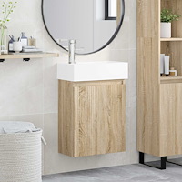 vidaXL Badrumsspegel med kran Sonoma-ek 45,5 x 22,5 x 84 cm