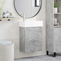 vidaXL Badrumsspegel med kran Betonggrå 45,5 x 22,5 x 84 cm