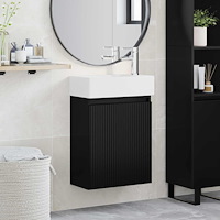 vidaXL Badrumsspegel med kran Svart 45,5 x 22,5 x 84 cm