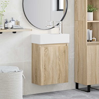 vidaXL Badrumsspegel med kran Sonoma-ek 45,5 x 22,5 x 84 cm