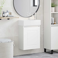 vidaXL Badrumsspegel med kran Vit 45,5 x 22,5 x 84 cm