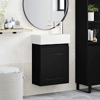 vidaXL Badrumsspegel med kran Svart 45,5 x 22,5 x 84 cm