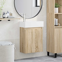 vidaXL Badrumsspegel med kran Sonoma-ek 45,5 x 25,5 x 84 cm
