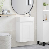 vidaXL Badrumsspegel med kran Vit 45,5 x 25,5 x 84 cm