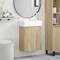 vidaXL Badrumsspegel med kran Sonoma-ek 45,5 x 25,5 x 84 cm