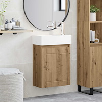 vidaXL Badrumsspegel med kran Artisan-ek 45,5 x 25,5 x 84 cm
