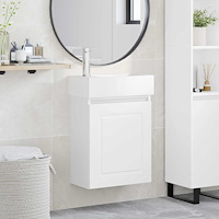 vidaXL Badrumsspegel med kran Vit 45,5 x 22,5 x 84 cm