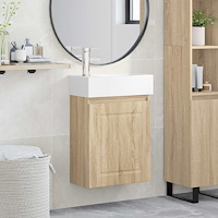 vidaXL Badrumsspegel med kran Sonoma-ek 45,5 x 22,5 x 84 cm