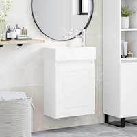 vidaXL Badrumsspegel med kran Vit 45,5 x 22,5 x 84 cm