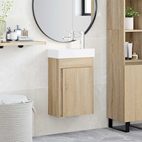 vidaXL Badrumsspegel med kran Sonoma-ek 40,5 x 22,5 x 62 cm