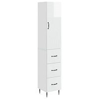 vidaXL Skåpset 2 pcs Vit högglans 33 x 34,5 x 90 cm Konstruerat trä