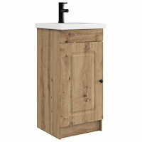vidaXL Badrumsspegel med handfat Artisan-ek 42 x 40 x 84,5 cm