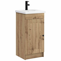 vidaXL Badrumsspegel med handfat Artisan-ek 42 x 40 x 84,5 cm