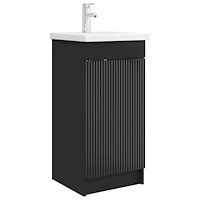 vidaXL Badrumsspegel med handfat Svart 42 x 40 x 84,5 cm