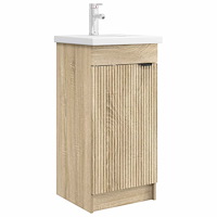 vidaXL Badrumsspegel med handfat Sonoma-ek 42 x 40 x 84,5 cm