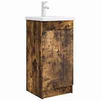 vidaXL Badrumsspegel med handfat Rökt ek 42 x 40 x 84,5 cm